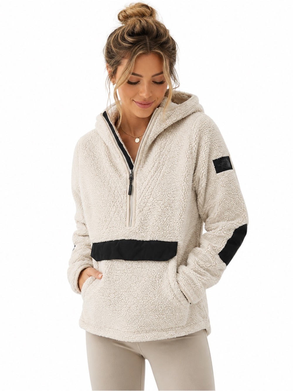 The North Face Sherpa Fleece Hooded Half Zip Anorak Pullover Women’s Small Cozy